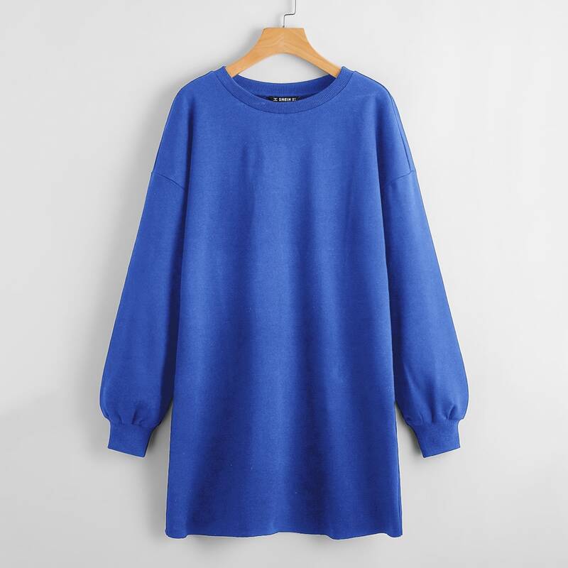 

Drop Shoulder Sweatshirt Dress, Bright royal blue