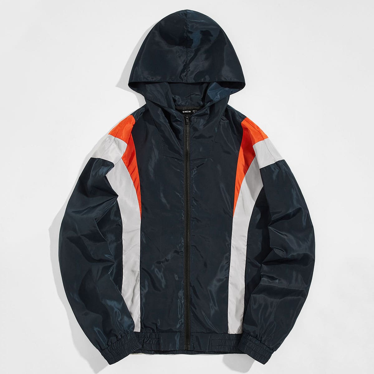 

Guys Zip Up Colorblock Wind Hooded Jacket, Navy blue