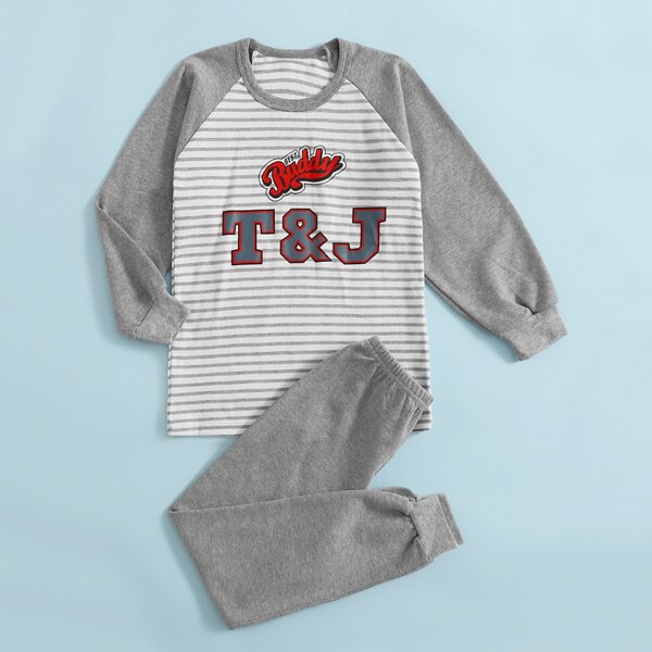 

Toddler Boys Stripe And Letter Graphic PJ Set, Multicolor