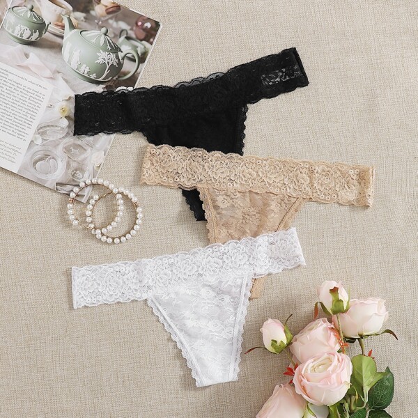 

3pack Floral Lace Panty Set, Multicolor
