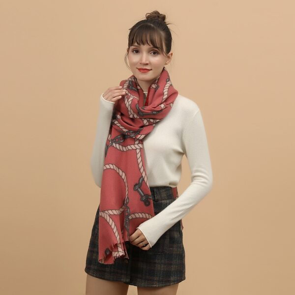 

Chain Pattern Scarf, Watermelon pink