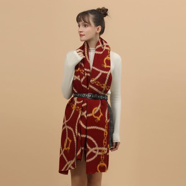 

Chain Print Scarf, Red