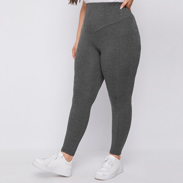 

Plus Wide Waistband Leggings, Dark grey