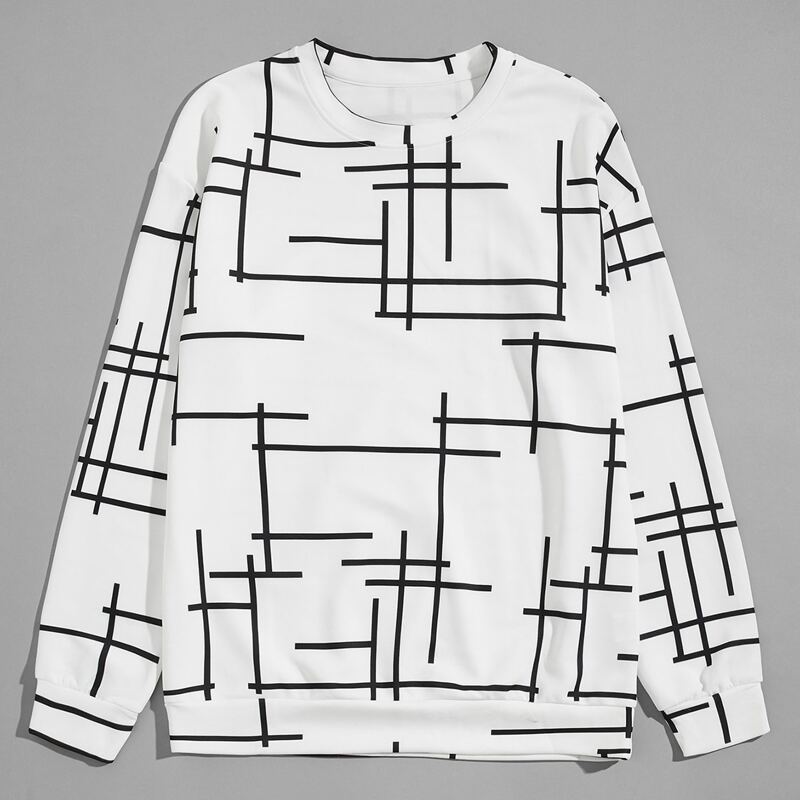 

Guys Graphic Print Sweatshirt, Black and white