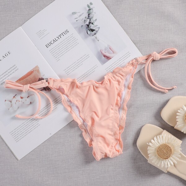 

Lettuce Trim Tie Side Bikini Panty, Pink