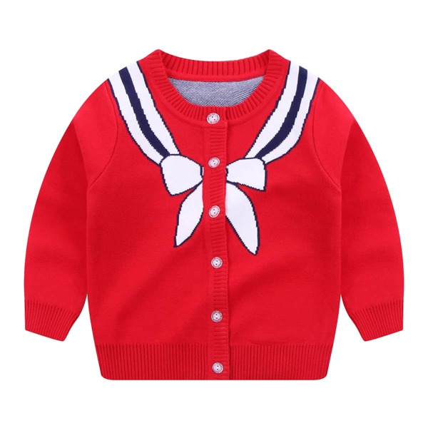 

Toddler Girls Bow Pattern Cardigan, Red