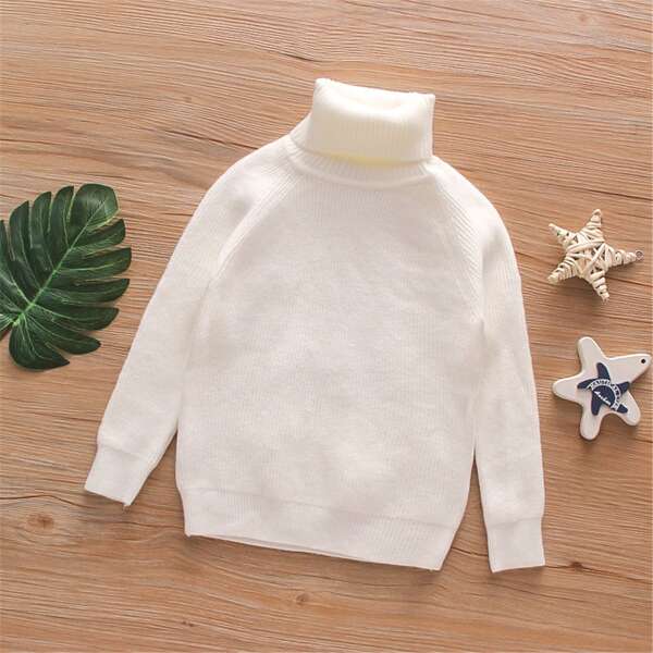 

Girls Turtleneck Raglan Sleeve Sweater, White