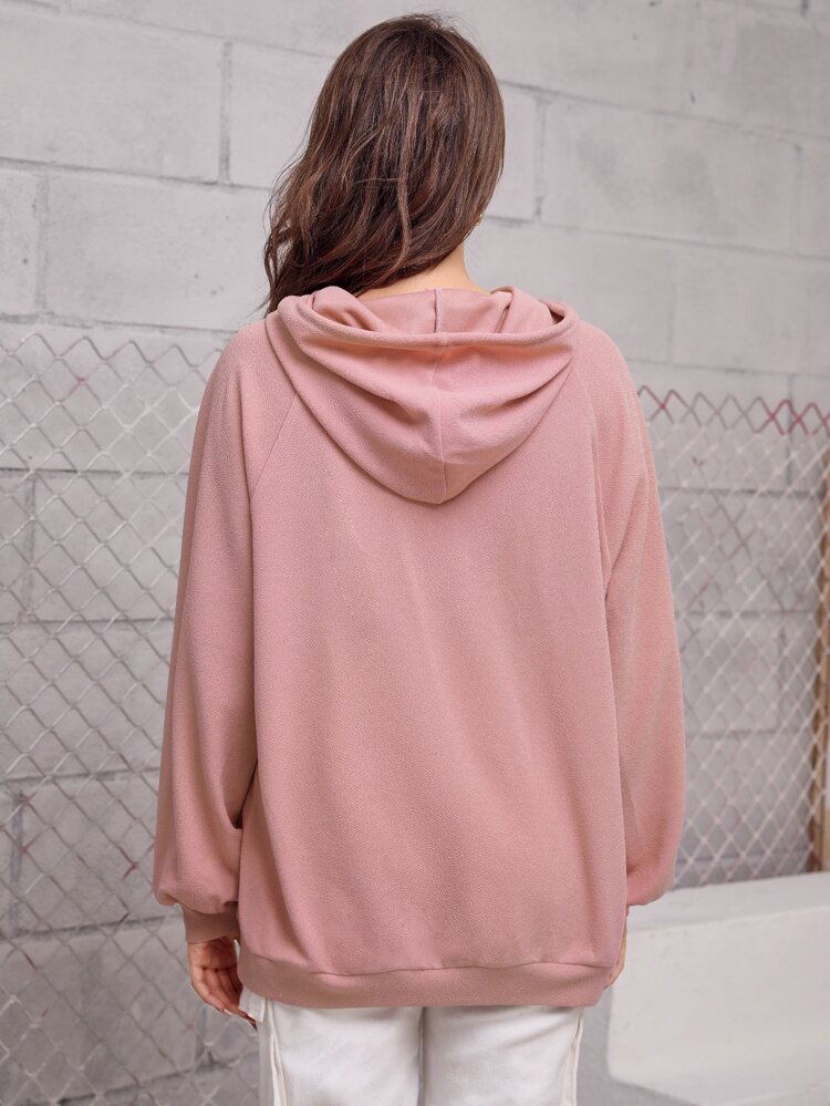 Drawstring Detail Figure & Slogan Graphic Hoodie