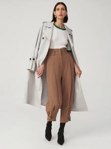 SHEIN Rayon Button Tab Cargo Pants - Mocha Brown - View 3