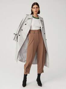 SHEIN Rayon Button Tab Cargo Pants - Mocha Brown - View 5