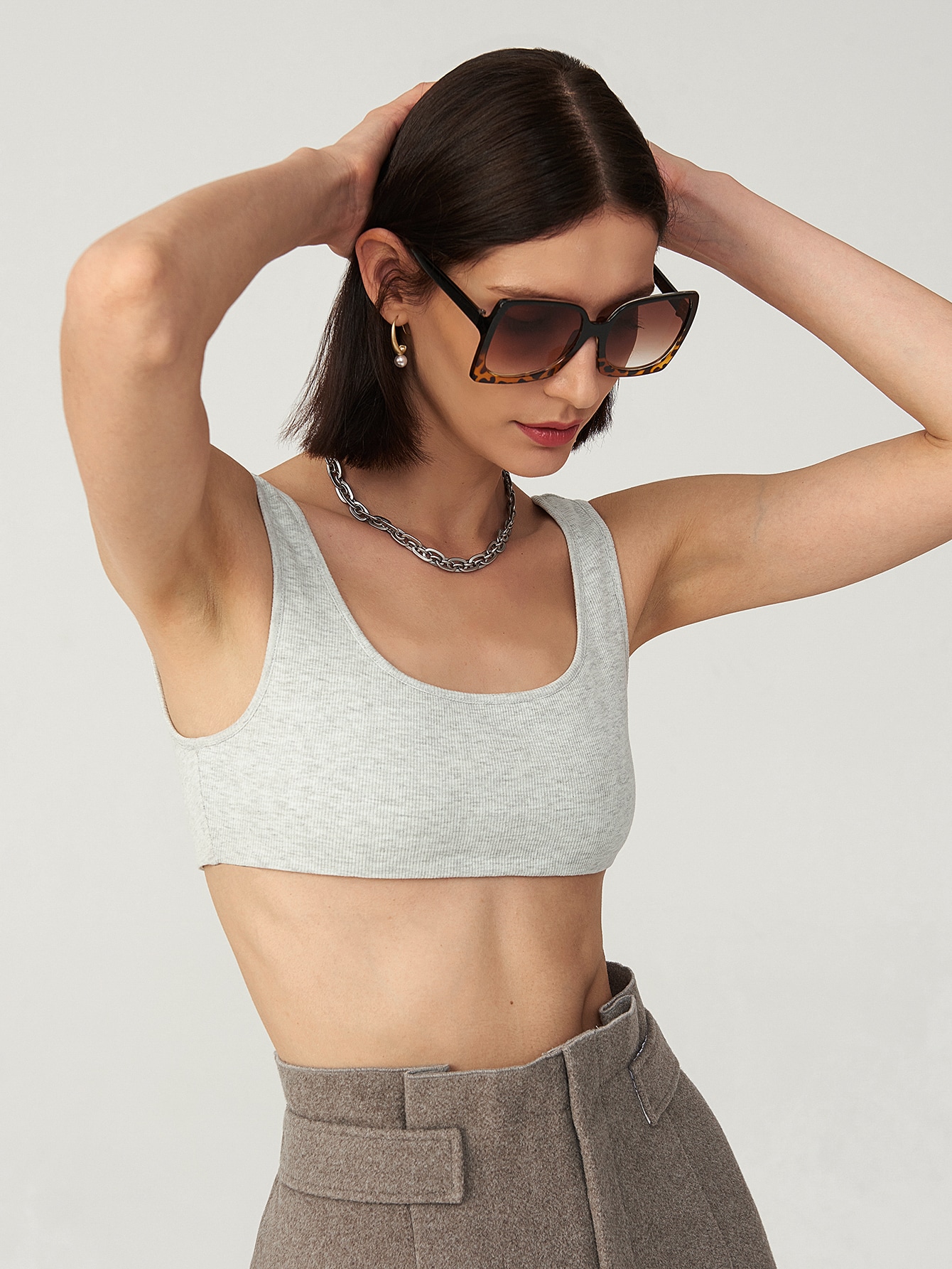 COTTON-BLEND SLIM FIT CROP TOP thumbnail