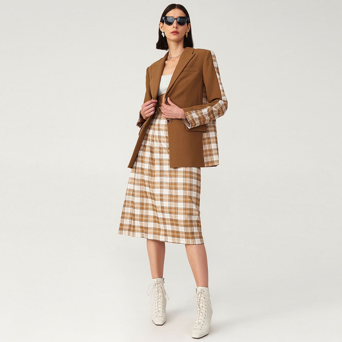 

OVERSIZED STRUCTURED TARTAN BLAZER, Multicolor