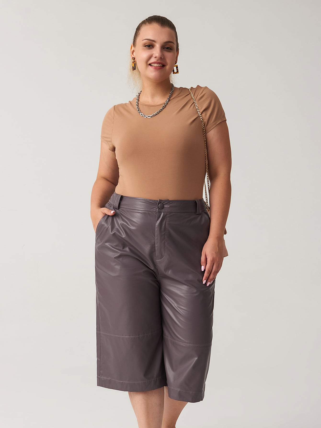 PLUS RAYON RIBBED BOXY T-SHIRT thumbnail