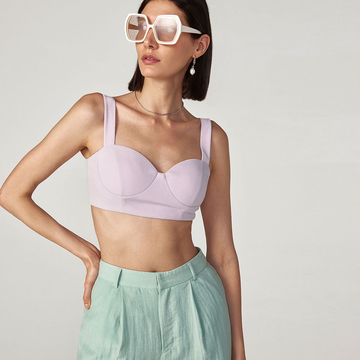 

BUSTIER CROP TOP, Lilac purple
