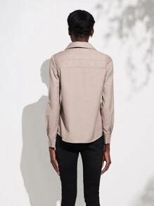 SHEIN Viscose Textured Shirt - Khaki - View 2