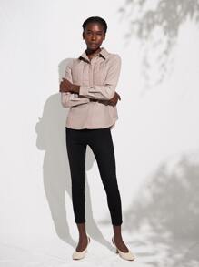 SHEIN Viscose Textured Shirt - Khaki - View 4