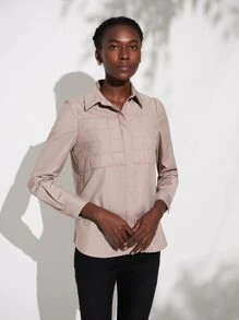 SHEIN Viscose Textured Shirt - Khaki - View 6