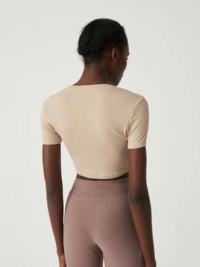 RAYON RIBBED KNIT CROP TOP