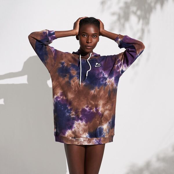 

COTTON OVERSIZED TIE-DYE SWEATSHIRT DRESS, Multicolor