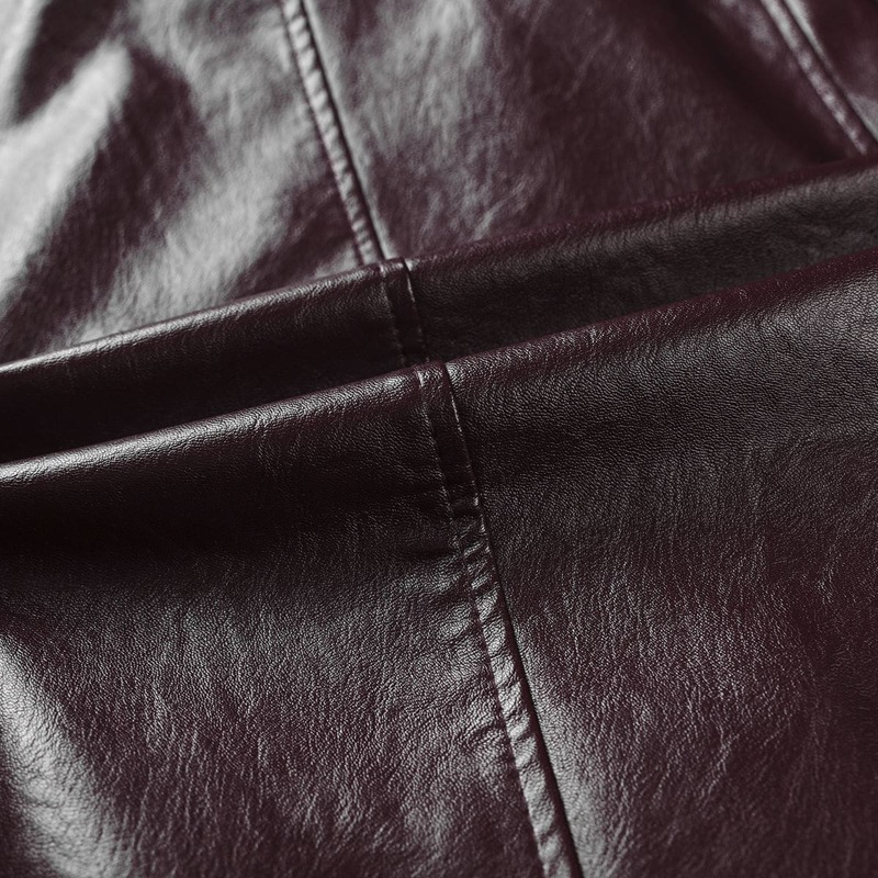 

Guys PU Leather Zip-up Solid Jacket, Burgundy