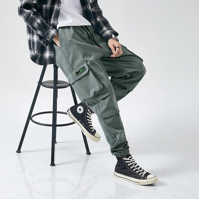 

Guys Flap Pocket Letter Patched Cargo Pants, Grey