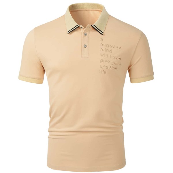 

Men Slogan Embroidery Polo Shirt, Yellow pastel