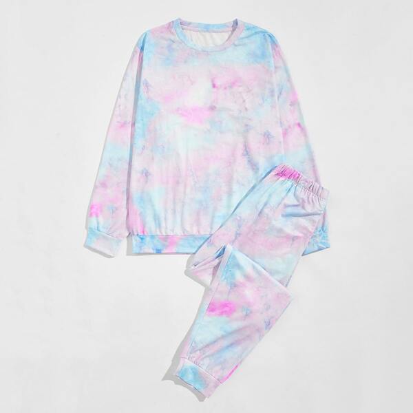 

Men Tie Dye Sweatshirt & Sweatpants, Multicolor