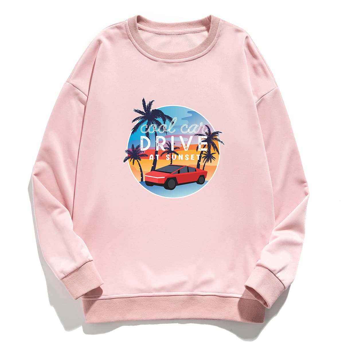 

Guys Car & Letter Graphic Sweatshirt, Baby pink