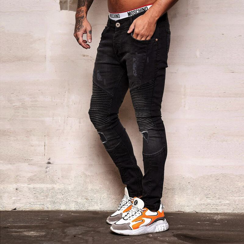 

Guys Distressed Skinny Jeans, Black