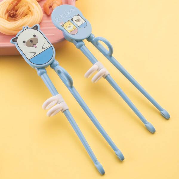 

2pair Kids Cartoon Training Chopstick, Blue