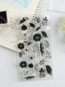 1sheet Flower Pattern Clear Stamp - Clear - View 2