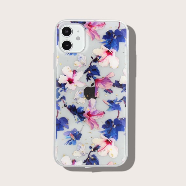 

Flower Print Clear iPhone Case, Multicolor
