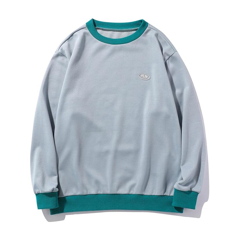 

Guys Letter Patched Contrast Binding Sweatshirt, Dusty blue