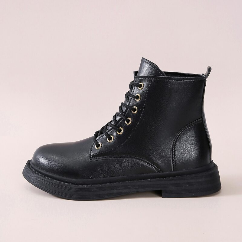 

Minimalist Lace-up Front Combat Boots, Black