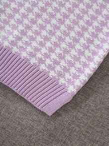 Houndstooth V-neck Sweater Vest - Multicolor - View 7