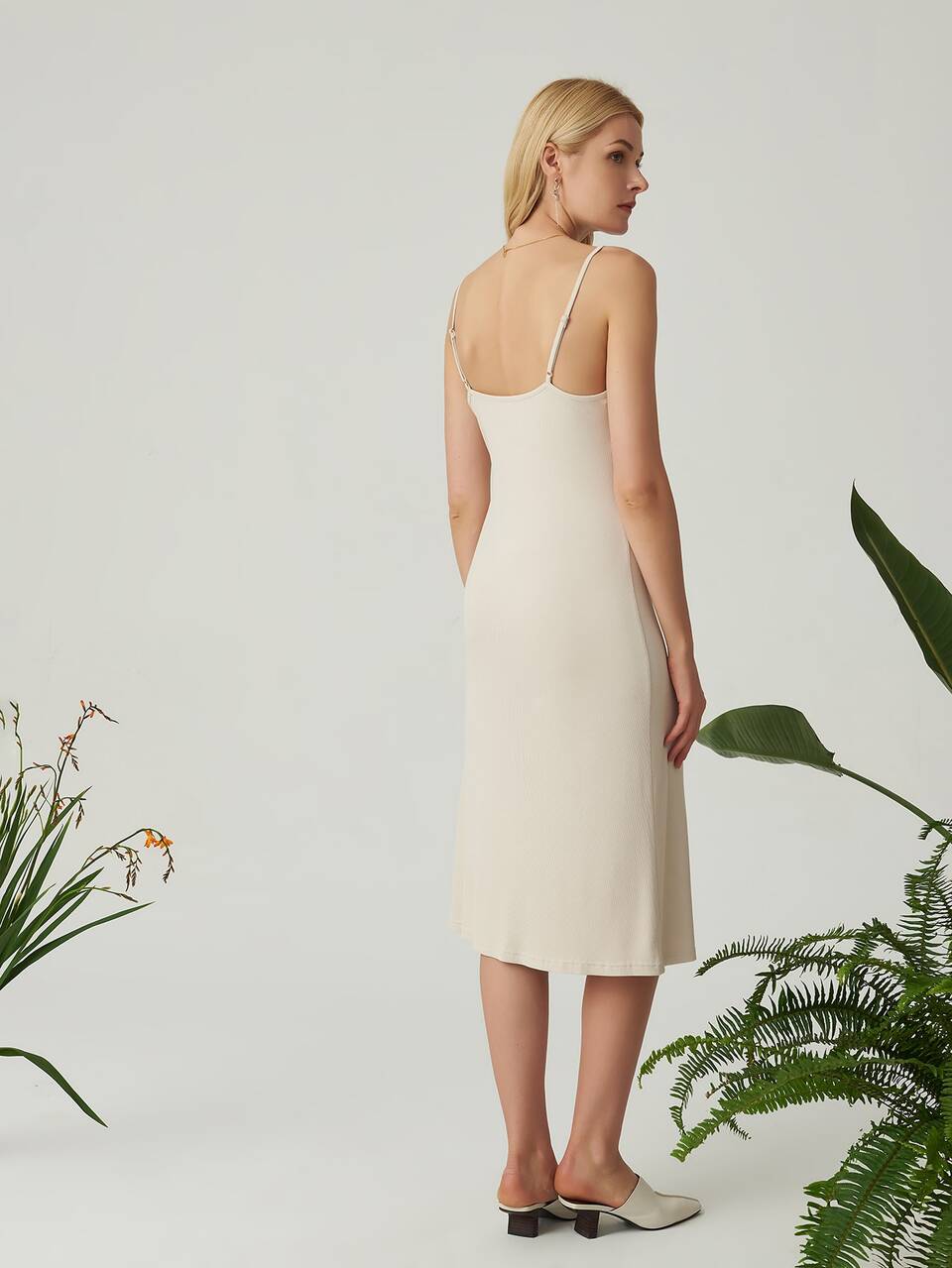 RAYON RIBBED SLIP DRESS