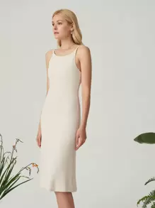 MOTF PREMIUM RAYON RIBBED SLIP DRESS - Beige - View 6