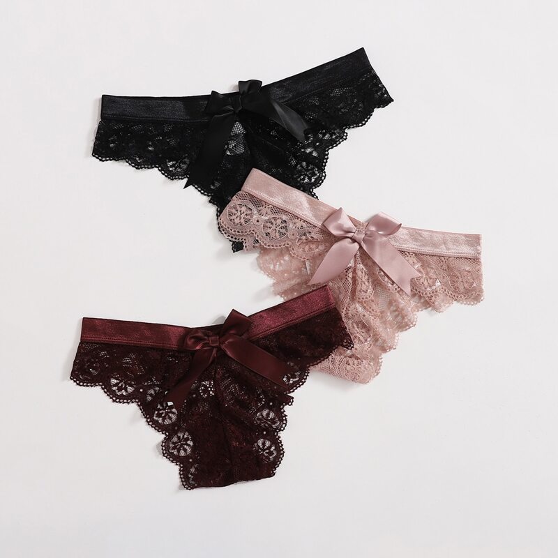 

3pack Floral Lace Bow Panty Set, Multicolor