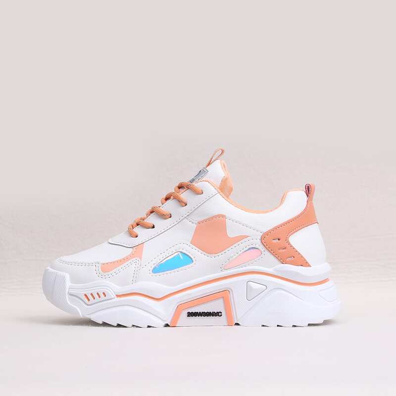 

Lace Up Front Color Block Chunky Sneakers, Multicolor