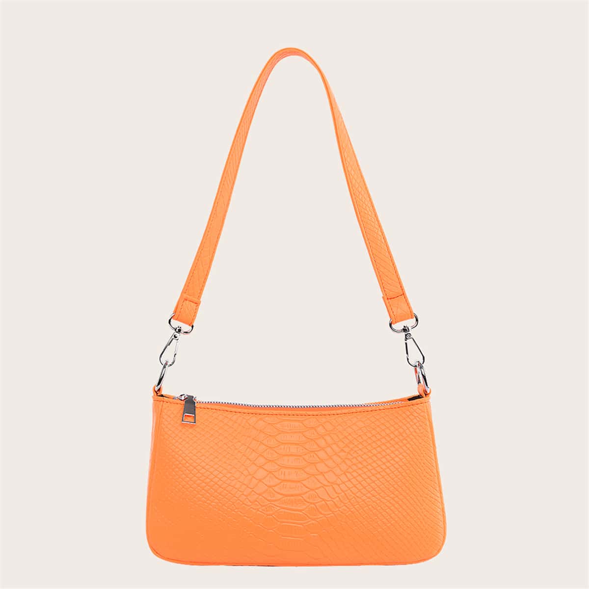 

Croc Embossed Baguette Bag, Orange