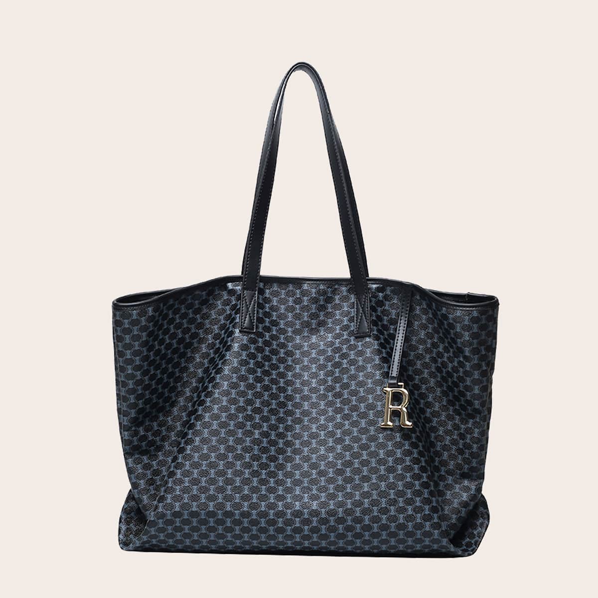 

Graphic Pattern Tote Bag, Black