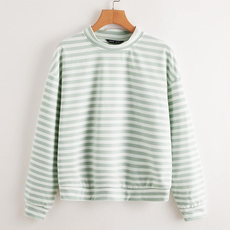 

Drop Shoulder Striped Pullover, Multicolor