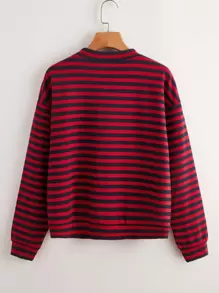 Muchica Drop Shoulder Striped Pullover - Multicolor - View 2