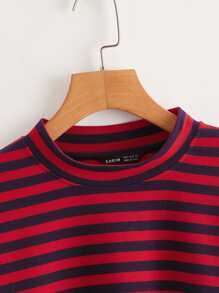 Muchica Drop Shoulder Striped Pullover - Multicolor - View 3