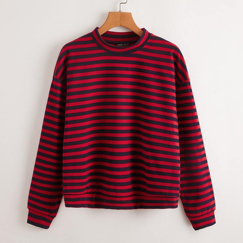 

Drop Shoulder Striped Pullover, Multicolor
