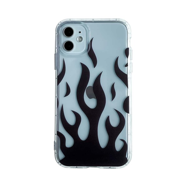 

Fire Pattern Clear iPhone Case, Black