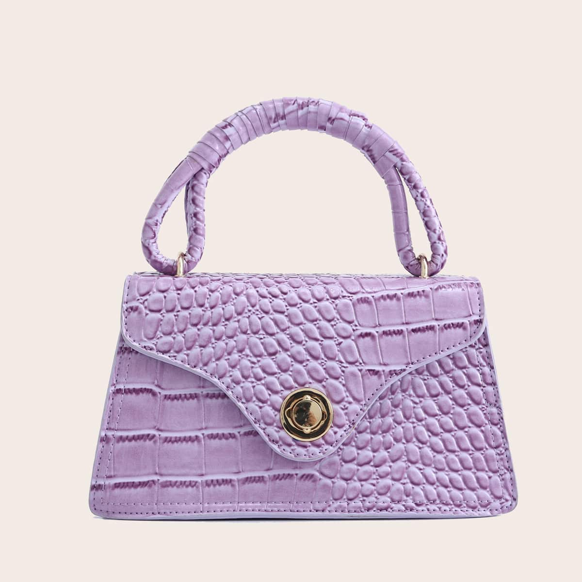 

Crocodile Satchel Bag, Purple