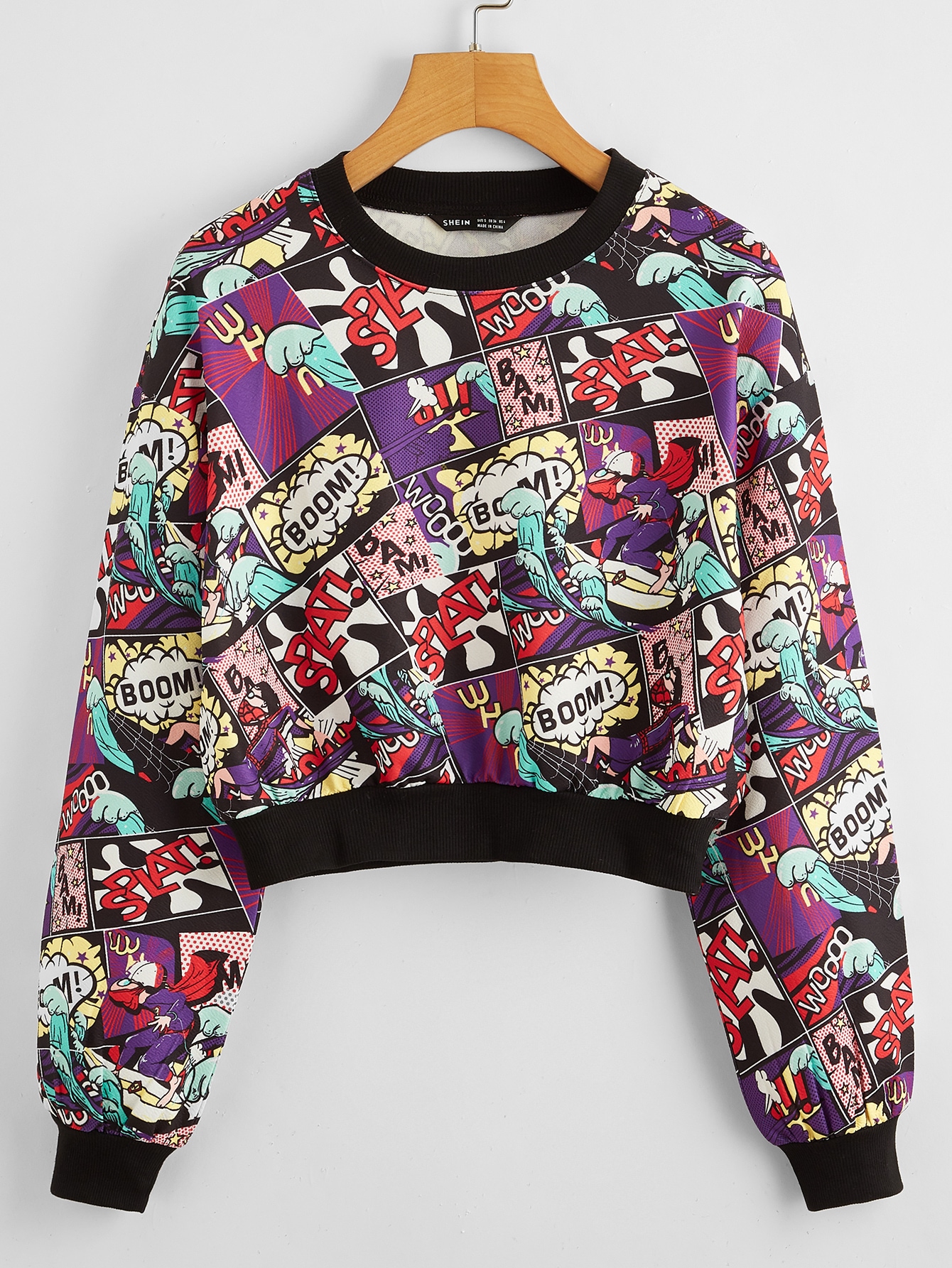 Drop Shoulder Pop Art Print Pullover thumbnail