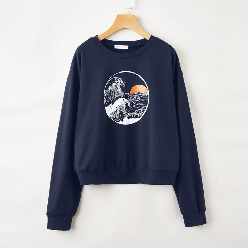 

Wave Graphic Sweatshirt, Navy blue
