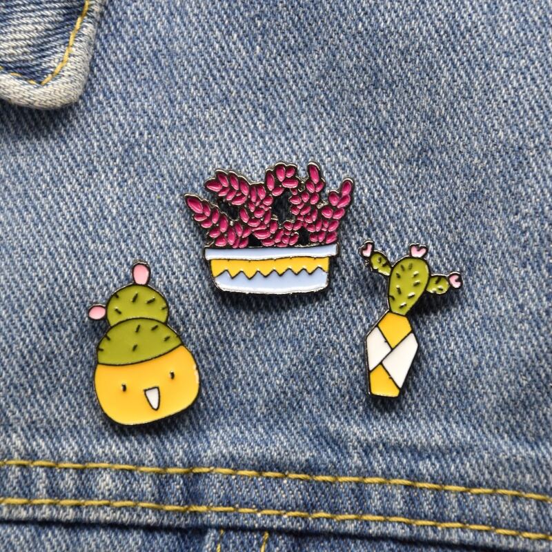 

3pcs Cactus Design Brooch, Multicolor